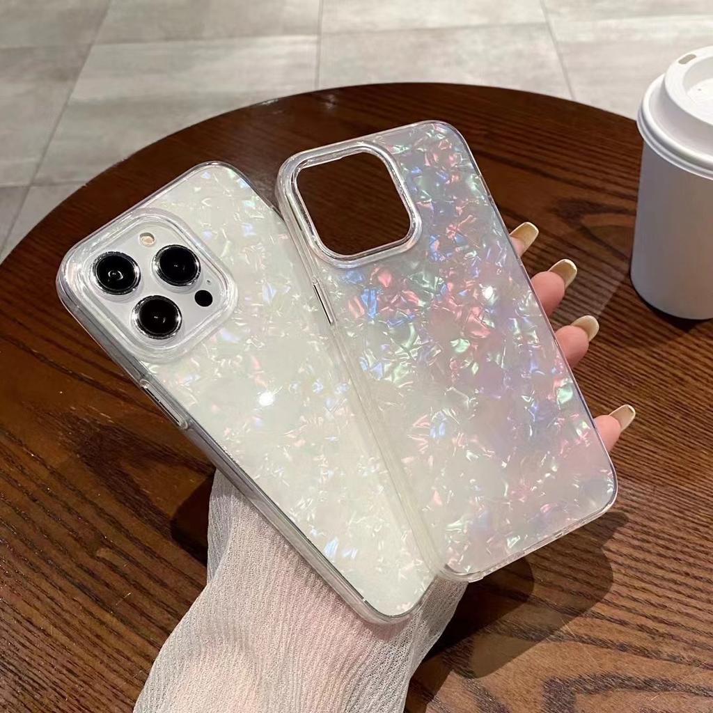 Luxury Shell Pattern Laser Phone Case For iPhone 11 12 13 14 15 Pro Max Plus Shockproof Bumper Back Cover