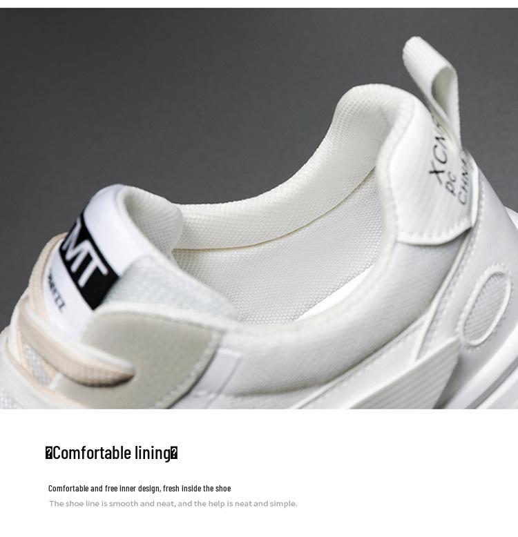 2025 Men's Summer Breathable White Mesh Sneakers - Korean Style Casual Versatile Dad Shoes
