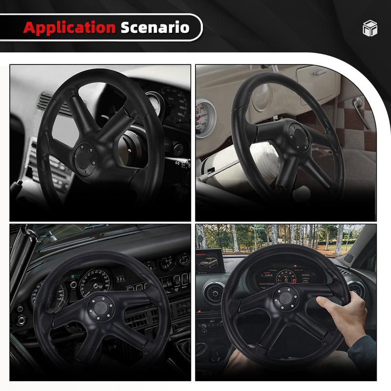 RASTP-Universal 14inch 350mm Racing Steering Wheel Skidproof PU Leather Car Sport Steering Wheels Car Accessories STW080