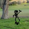 Garden Stakes for Flower Beds Halloween Skeleton Stake, Metal with Bat Spider Yard Art Fun Lawn Ornaments Black Silhouette Decoration Bed Shaped