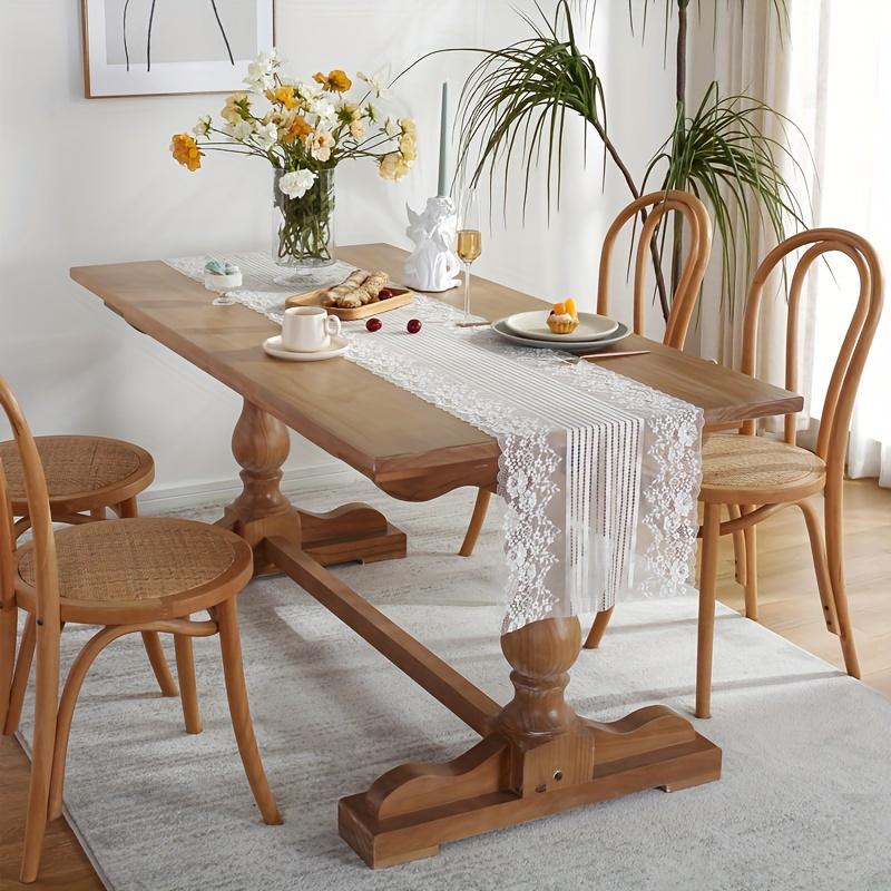 WTEMPO 1PC 38*140CM Retro Elegant Romantic White/Black Lace Table Flag Birthday Wedding Home Holiday Party Decor Table Cloth