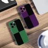 Schwarz-Weiß-Gitter Lila Für IPhone 16 Pro Max 15 Pro 14 13 12 Mini 11 XS Max XR 7 8 Plus SE 2022 Gehärtetes Glas Handyhülle