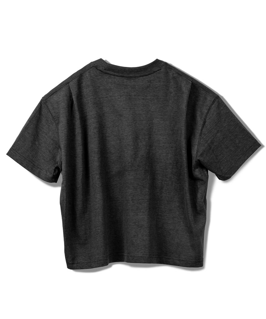 PRINOAR Multi-Logo Semi-Crop Short Sleeve T-Shirt - Charcoal