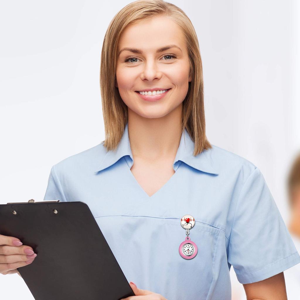 Lancardo Krankenschwester-Taschenuhr für Kinder im Kindergarten, rosa, Armbanduhr, Armbanduhr, Armbanduhr, Silikon, abnehmbar, dehnbar, Herren, Damen, süß, Herz, Lehrer,