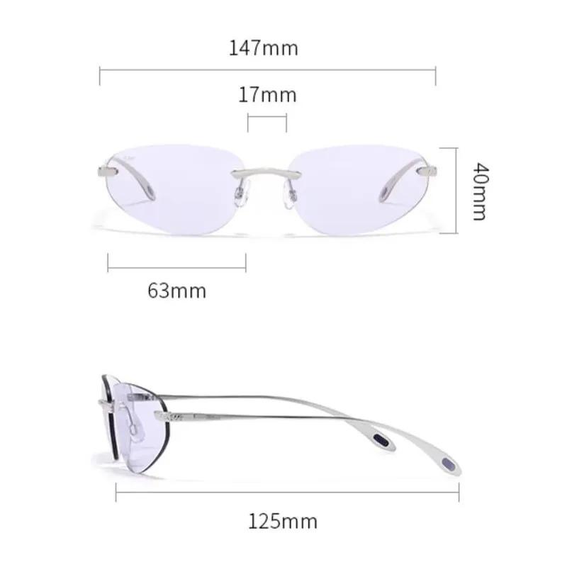 Women Y2K Rimless Sunglasses Luxury Brand Frameless Sun Glasses Future Korean Styles Cat Eye UV400 Sunglass Trendy Goggles