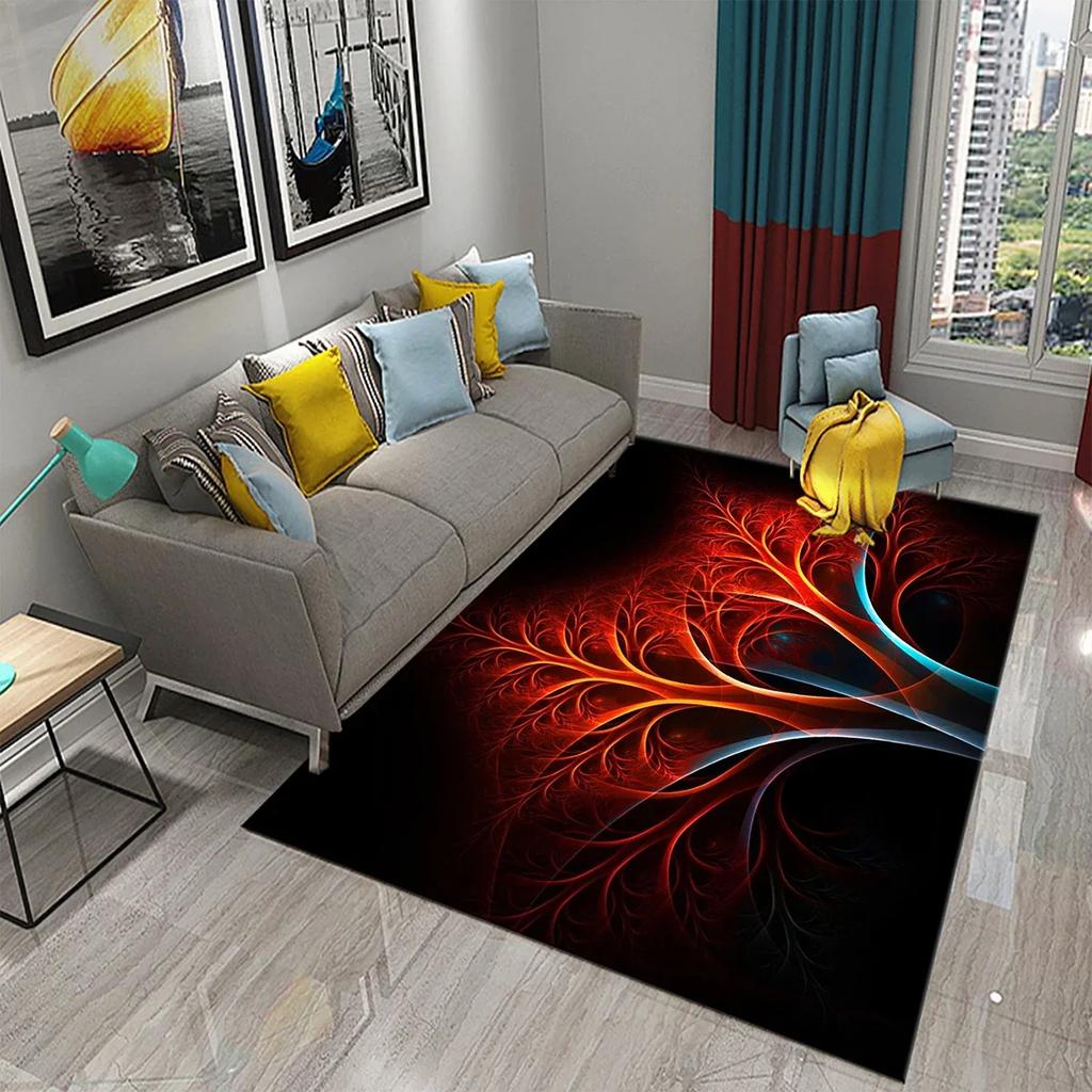 3D Colorful Abstract Tree Carpet for Kitchen Bathroom Entrance Non-Slip Carpet Living Room Balcony Bedroom Decor Floor Mat Rugs