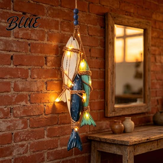 Bathroom And Bedroom Wall Decor Lighted Wooden Fish Starfish Decor Beachy with Warm LEDs Maritime Inspired Home Accessories Coastal Nautical Hanging