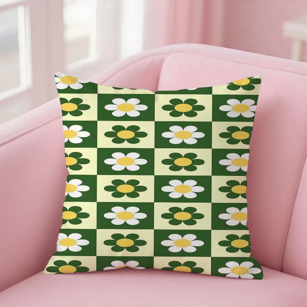 Simple Daisy Flower Pattern Pillow Cover Case Square Sofa With For Home Use