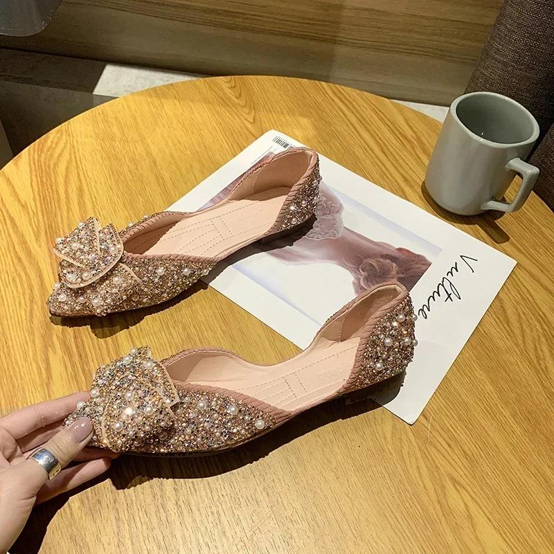 Women Fashion Flat Single Shoes Feamle Autumn Pointed Toe Shoes Flat Loafers Soft Sole Ladies Plus Size 35-43 Zapatos De Mujer