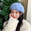 Japanese Cute Beret Women's Autumn and Winter Butterfly Embroidered Woolen Hat Korean Style Temperament Face Little Painter Hat