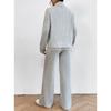 Completo casual da donna in 2 pezzi, felpa a collo alto in maglia a maniche lunghe e set di pantaloni larghi per autunno inverno