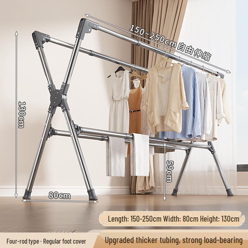 Sturdy Stainless Steel Clothes Drying Rack with Single Rod for Indoors and Outdoors