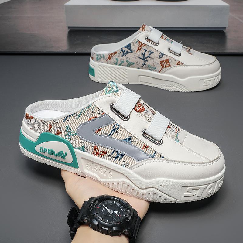 Fashion Fashion Platform Bag Head Mens Half Slippers 2025 Summer New Korean Version Mesh Shoes Soft Sole Comfortable Casual Shoes Men