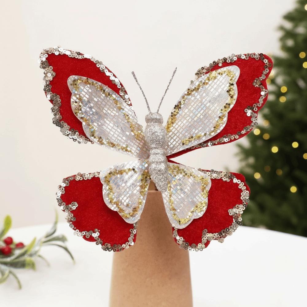 Double-Layered Christmas Butterflies Ornaments Christmas Tree Decoration New Year Celebration