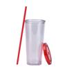 700ml Strohbecher, einfacher Sommer-Saft-Getränkebecher, transparenter doppelwandiger Plastikbecher für den Haushalt
