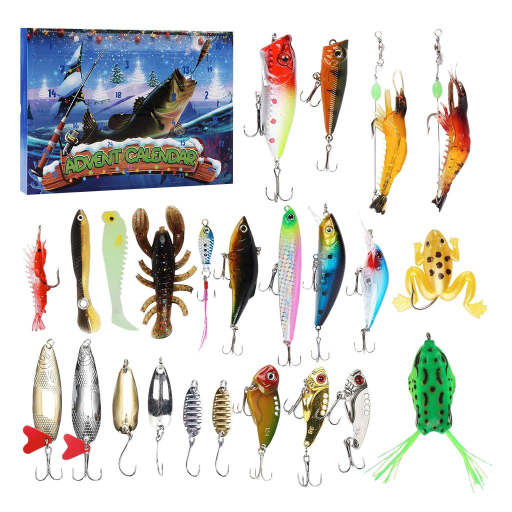 Fishing Advent Calendar 24Days Of Christmas Countdown Calendar With Fishing LuresSet For Fish Adult Men Teen Boys For Men Stocking Stuffers