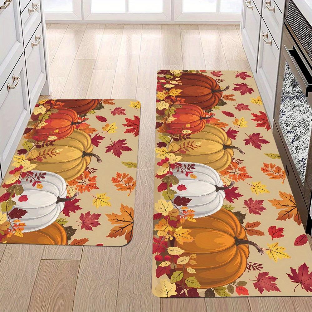 Thanksgiving Carpet Pumpkin Maple Leaf Carpet Kitchen Rug Long Carpet Doormat Living Room Bedroom Sofa Soft Floor Mat