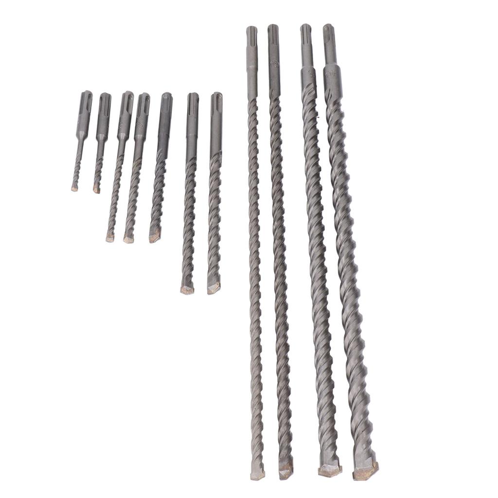 11Pcs Hammer Drill Bit Cemented Carbide High Speed Chip Removal Electric Hammer Drill Bit Set