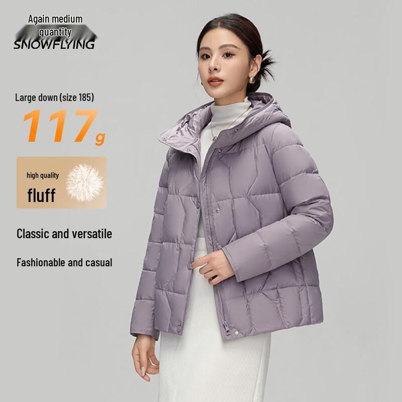 XueZhongFei Damen Klassische Mittellange Daunenjacke mit Kapuze