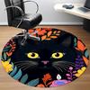 1PC Cat Flowers Office Round Area Rug, Mat Suitable For Office, Under Office Chairs Bedroom Living Room Home Decor, Room Deco