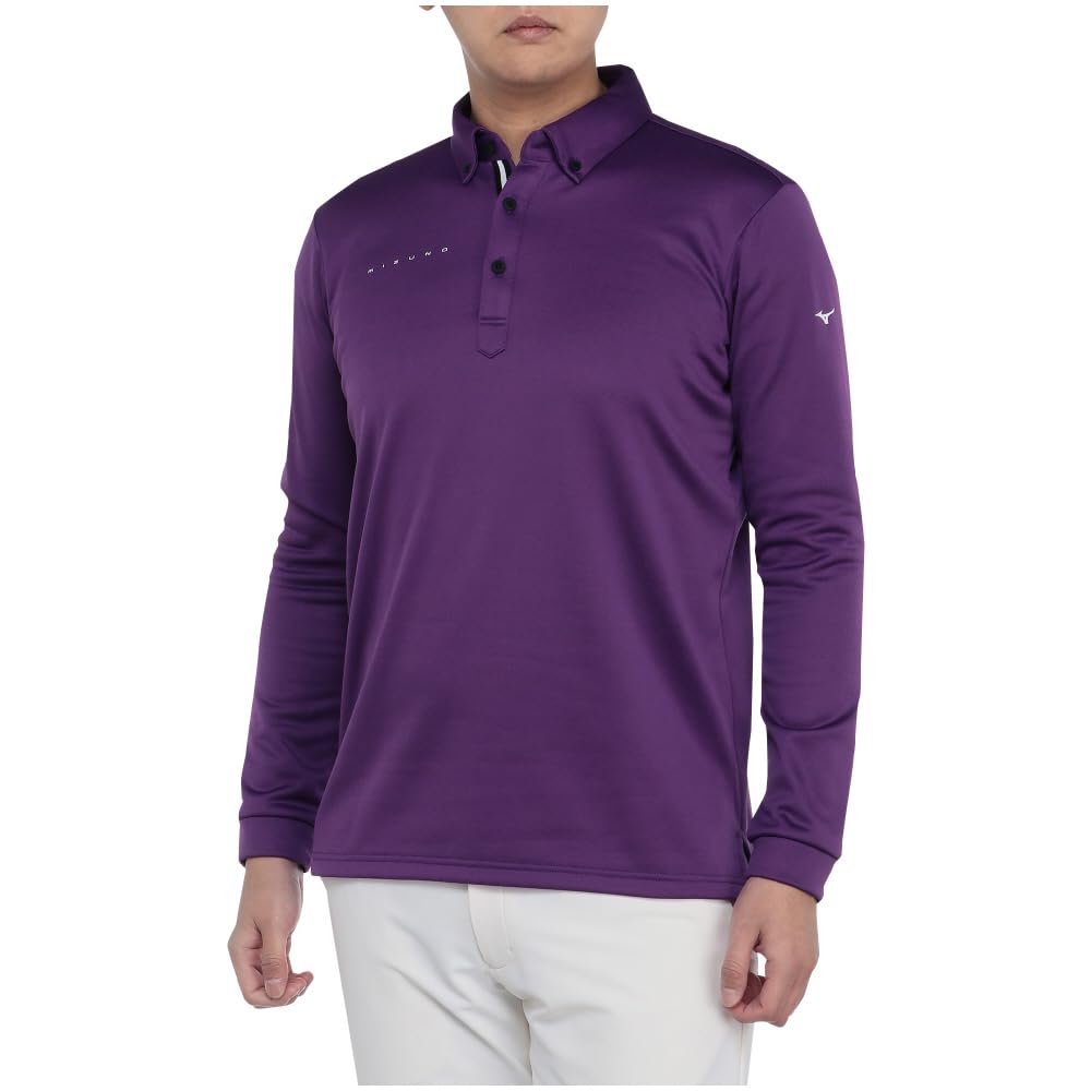 

Mizuno Breath Thermo Golf Mizuno Move Tech Purple Button-Down Shirt, Heat-Generating Material, E2MAB507, Men s, фиолетовый
