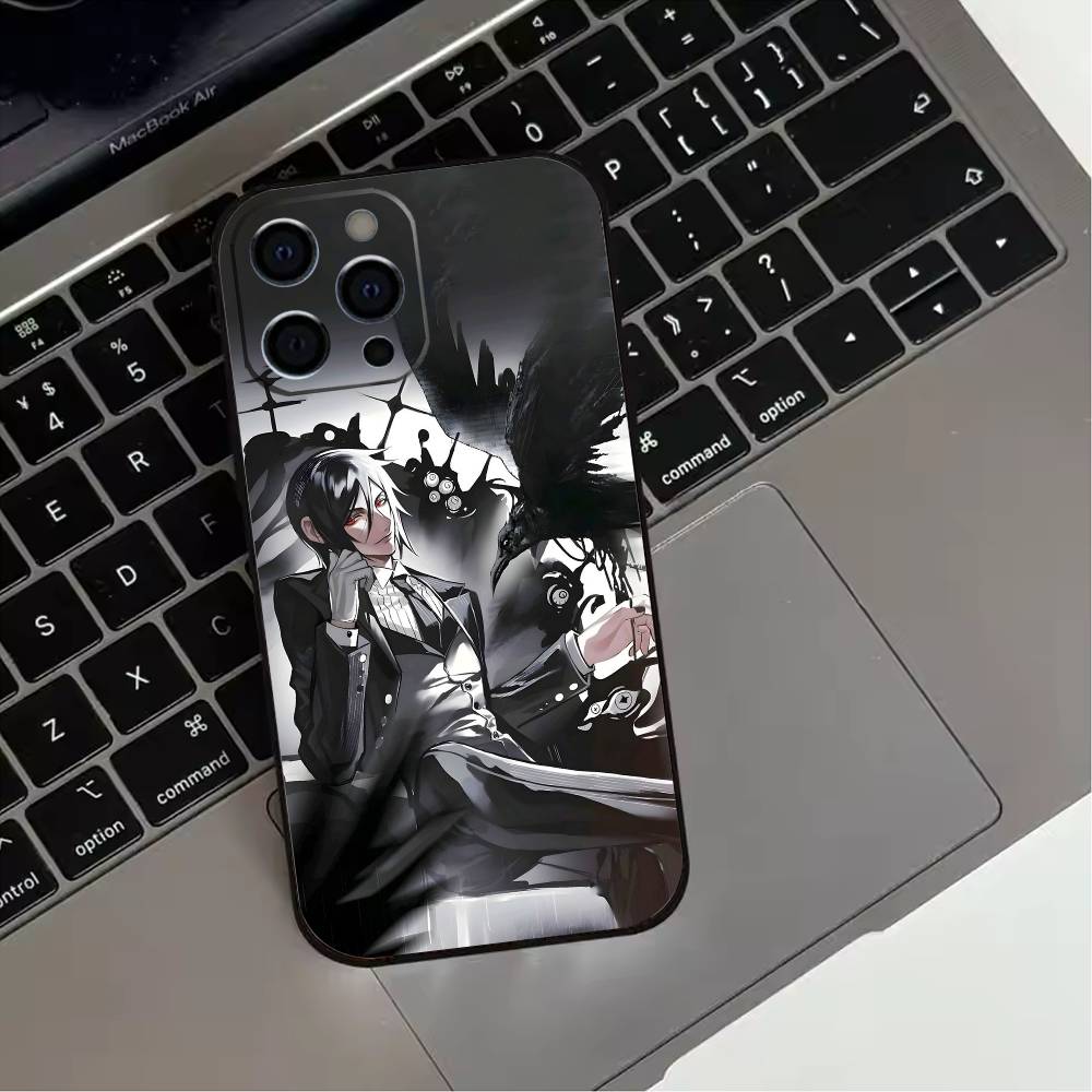 Black Anime B-ButlerS  Phone Case For iPhone 17,16,15,14,13,12,11 Plus,Pro Max,XS,Soft Silicone Black Cover
