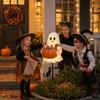 Halloween Ghost Candy Bowl Holder Garden Stake Cute Glowing with Pumpkin Bowl Decorative for Kids Outdoor Yard Sign Front Porch Lawn Pathway,