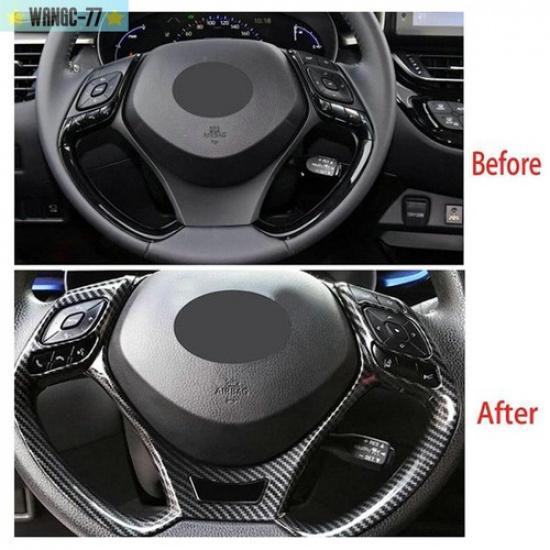 Carbon Fiber Car Steering Wheel Sheet Cover Trim For Toyota CHR CH-R 2017-