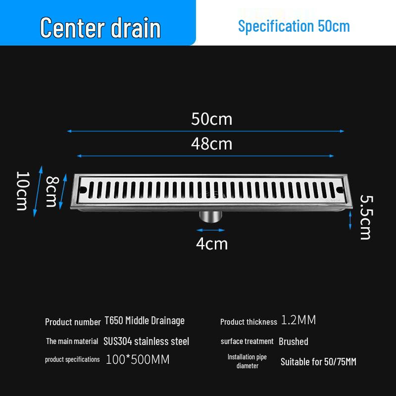 304 Stainless Steel Anti-odor Rectangular Floor Drain for Bathroom and Shower