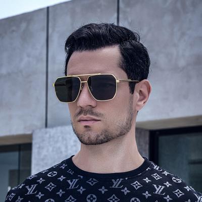 Retro Double Beam Sunglasses Men'S Shades Wind Large Frame Sunglasses Men'S Tide Outdoor Cycling Glasses