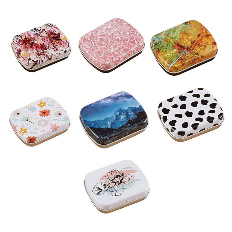 1pcs Sealed Pill Box Rectangular Candy Case Iron Sample Boxes Small Objects Organizer Small Tin Box
