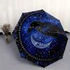 Enchanted Raven Moon Tapestry: Mystical Night Sky Wall Hanging Umbrella, Cute Umbrella with Cute Design, Portable 3-Fold Compact Umbrella for Men & Wo