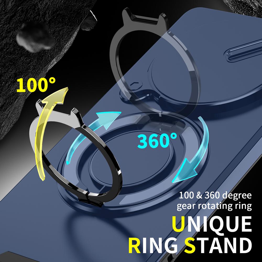 KEYSION 360° Ring Stand Phone Case for Honor X9b 5G X9A Slide Camera Protection Magnetic Shockproof Cover for Magic 5 6 Lite 5G