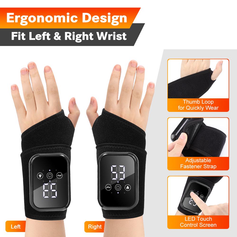 Electric Heating & Vibration Wrist Support Massager with Hot Compress
