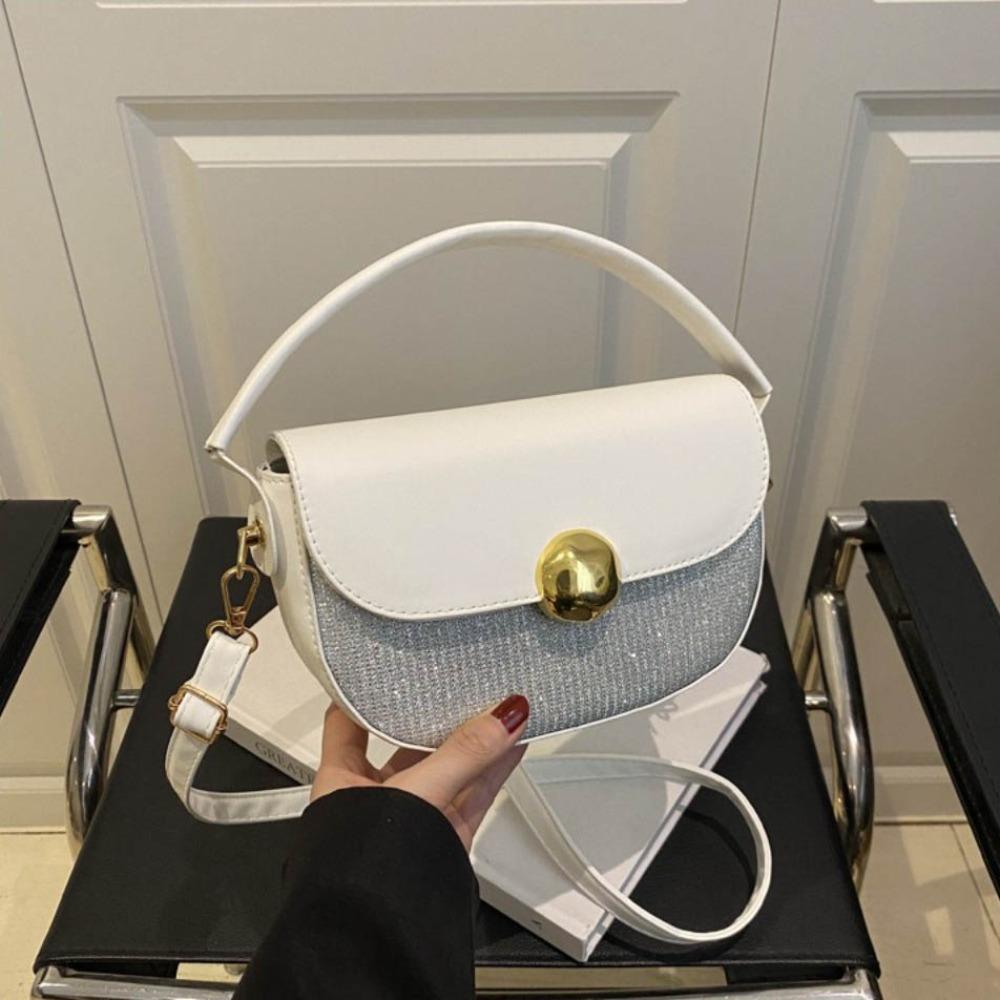 

Korean Style Sequin Crossbody Bag Luxury Women Shoulder Bag Trendy Saddle Bag Female белый