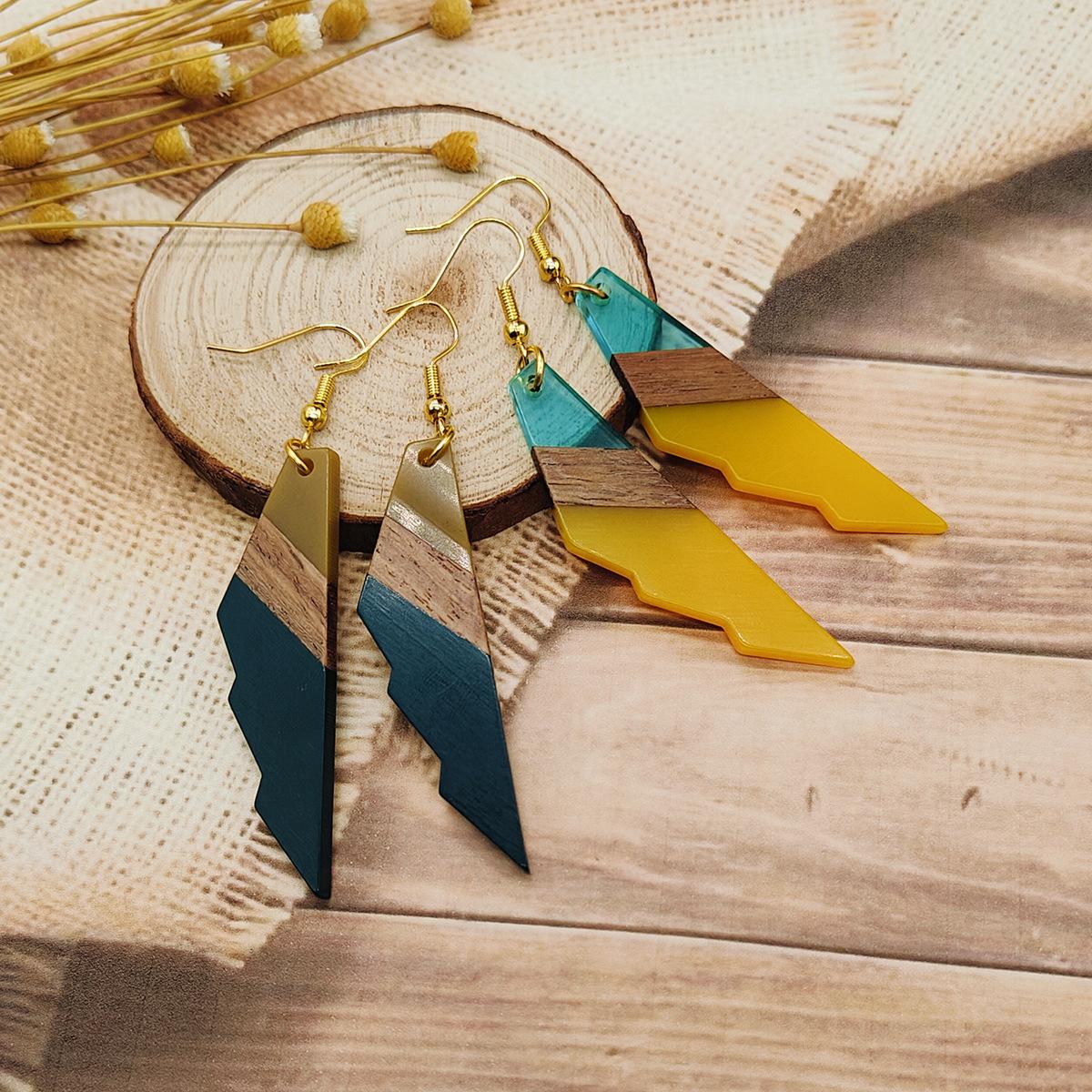 

Изысканные и роскошные оригинальные серьги из древесной смолы жёлтый