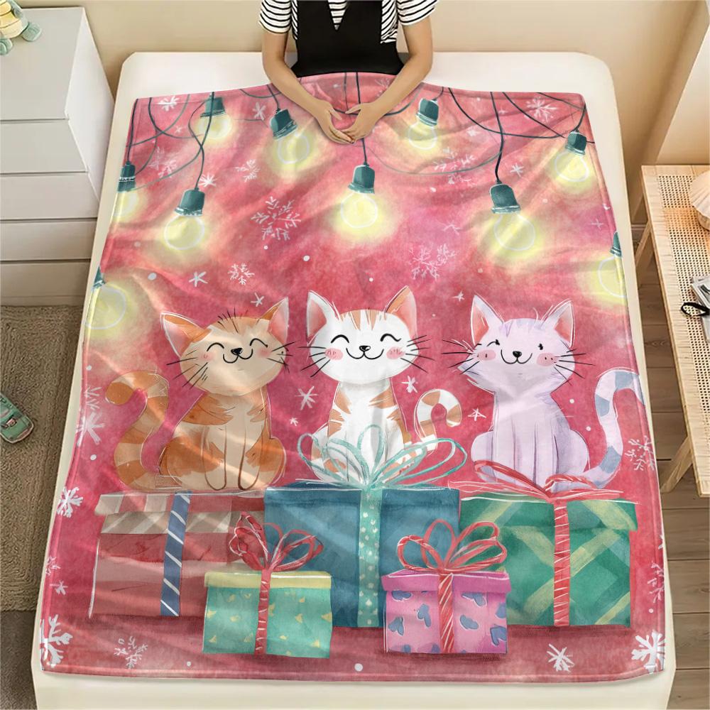 Cat Gifts Print Flannel Blanket, High quality Comfortable for All Seasons, Home Decor, Warmth and Comfort