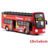 1/32 skala Buss Leksak Sightseeing Dubbeldäckare Stadsbuss Öppen Toppmodell Formgjuten metall Bilar Leksak Formgjutna Dra tillbaka Fordon Minimodell Ljus och musik