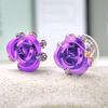 Women's Fashion Rose Flower Ear Studs Rhinestone Inlaid Earrings Jewelry Gift