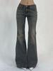Women's Low Rise Bootcut Jeans Slim Fit American Retro Streetwear Washed Stretch Denim Flare Long Pants