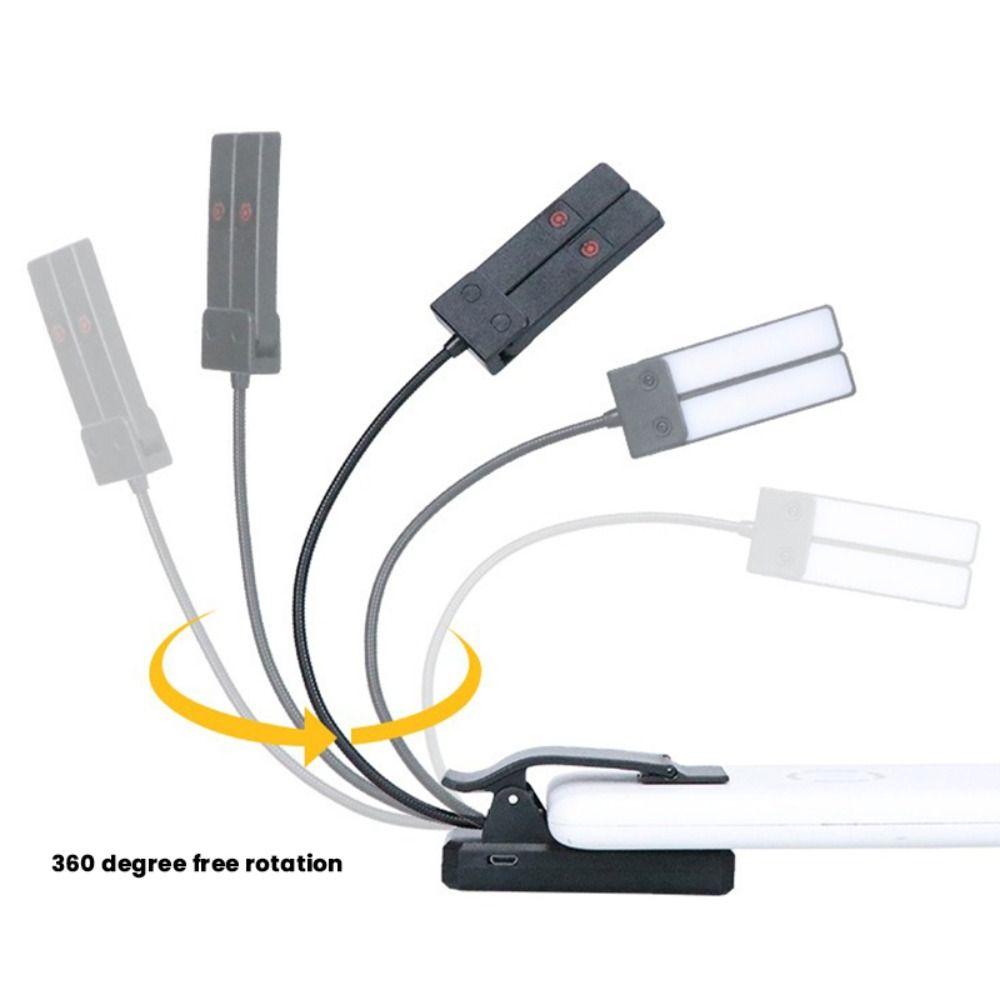 Durable Black LED Clip Light USB Rechargeable With 18 Lights Music Stand Light Portable Music Sheet Lamp Bedroom