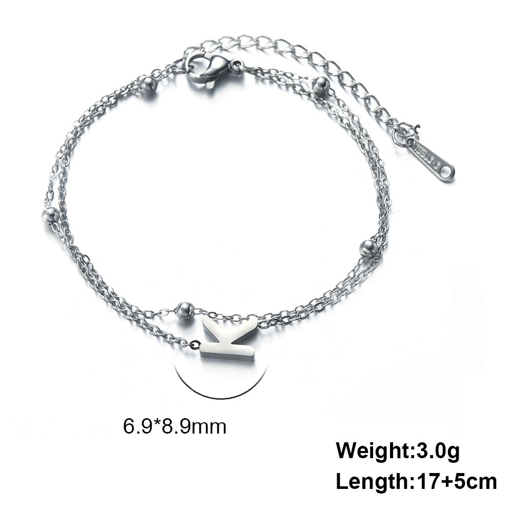 Dreamtimes 26 Alphabet Letter Charm Bracelet Silver Color Chain Initial Bracelets For Women Jewelry Adjustable Birthday Gift