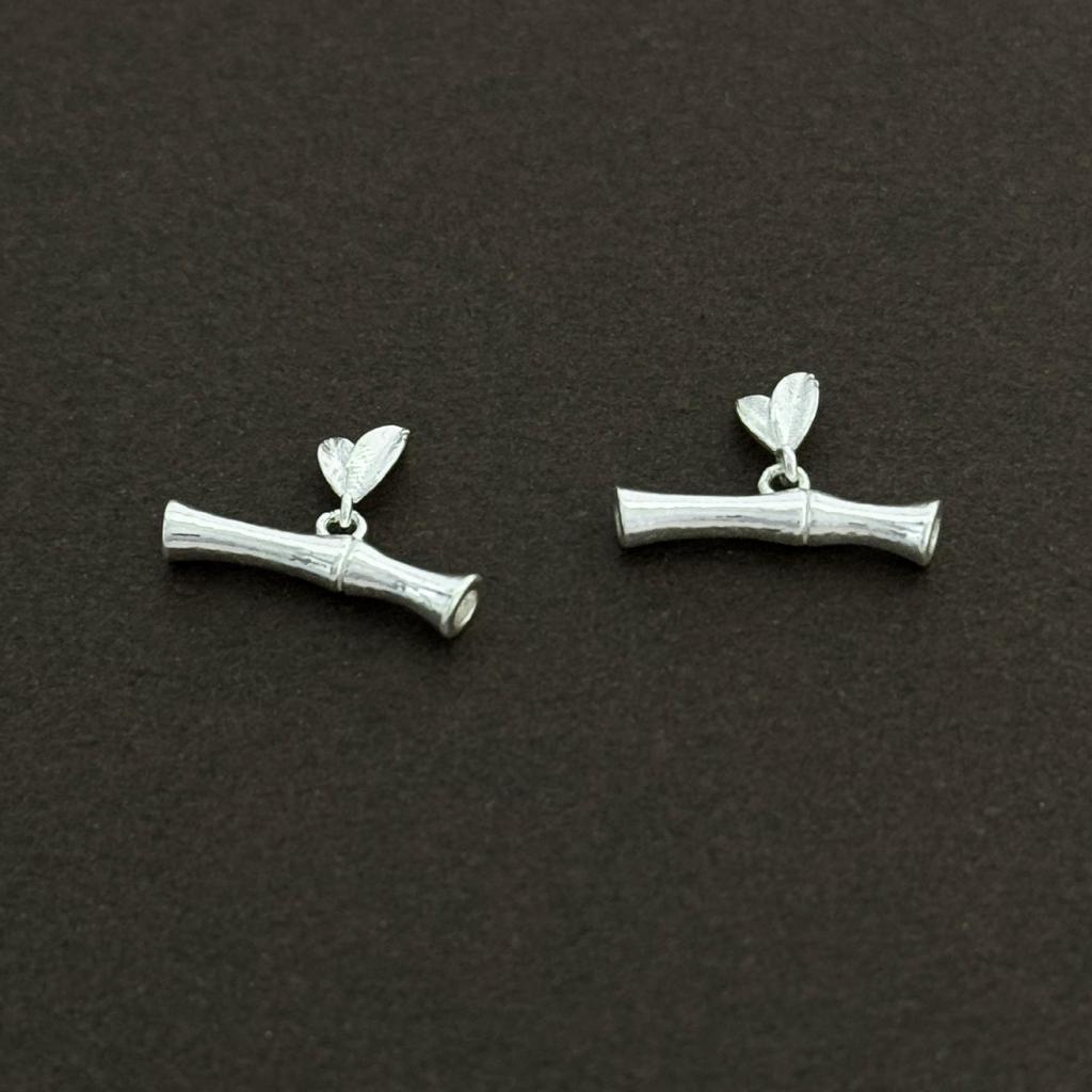 Sterling Silver 3D Bamboo Joint & Leaf Beading Accessories for DIY Bracelets and Necklaces