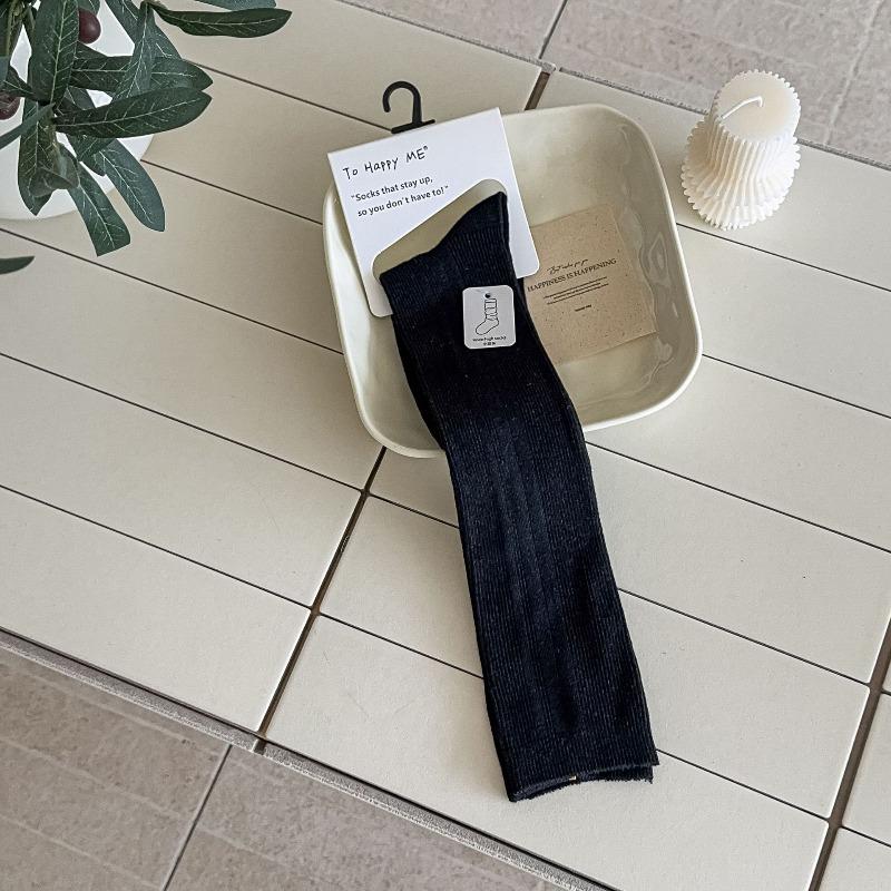 

Вертикальные гольфы с двойной иглой для девочек, махровые носки для школьного стиля 1 pair чёрный