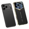GKK For iPhone 17 Pro Max Case Matte Leather Coated PC Phone Cover with Electroplated Golden Edge