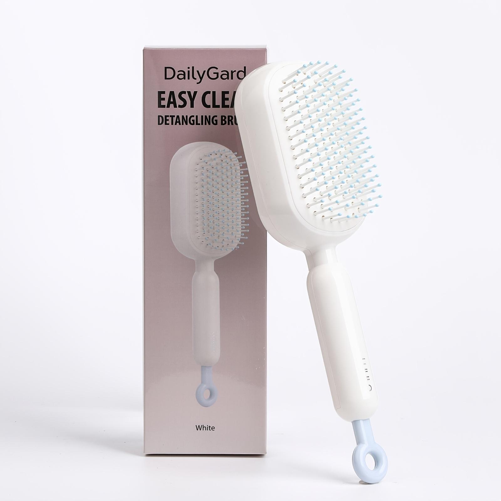 

Retractable Self Cleaning Hair Comb Anti Static Massage Brush Portable Travel Detangling Comb with Pull Ring for All Hair Types 25cm*7.4cm белый