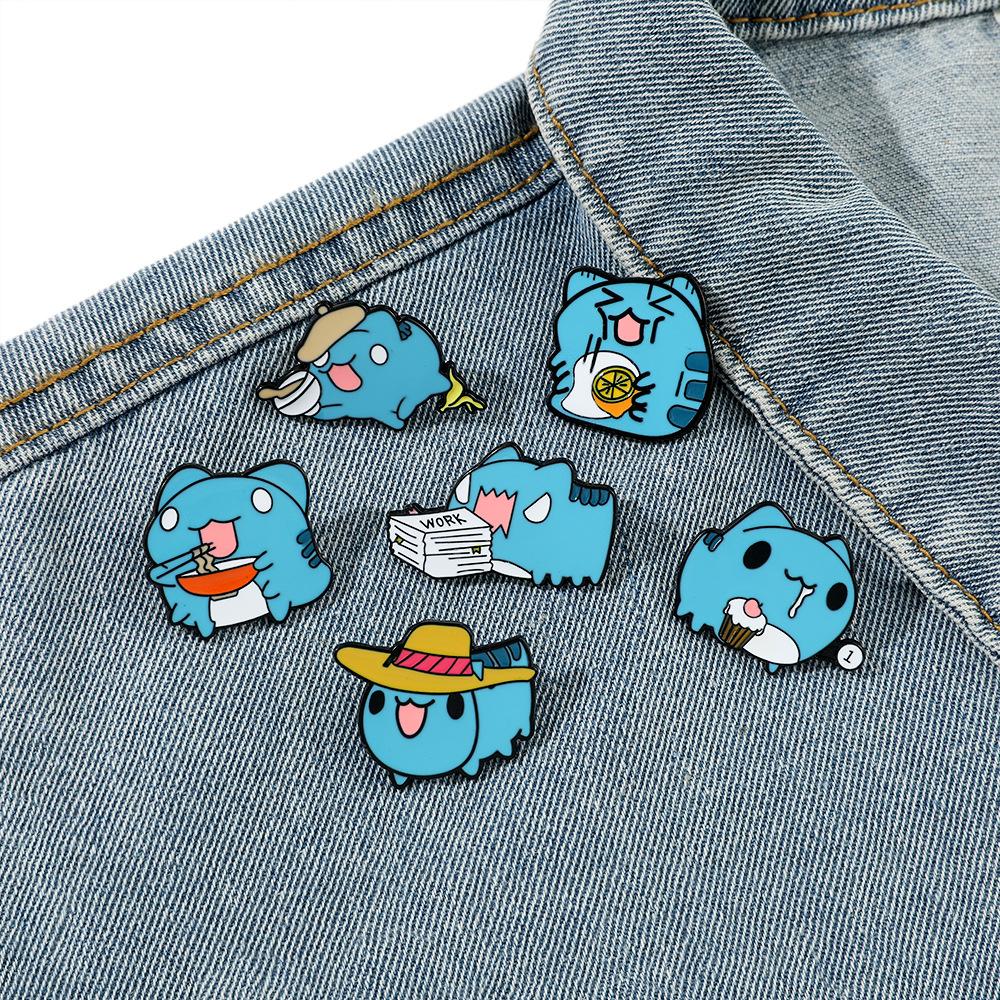 Cat brooch personality creative funny cat bug coffee wave cat capybara metal badge decoration