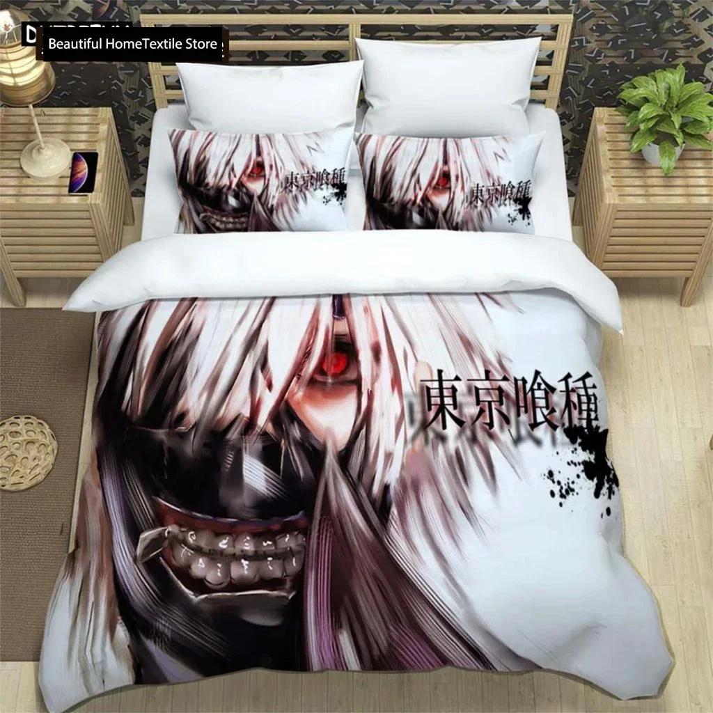 Japanische Mode Anime Digitaldruck Polyester Bettwäscheset für Jungen und Mädchen, Jugendbettwäscheset, Geschenk für Paare