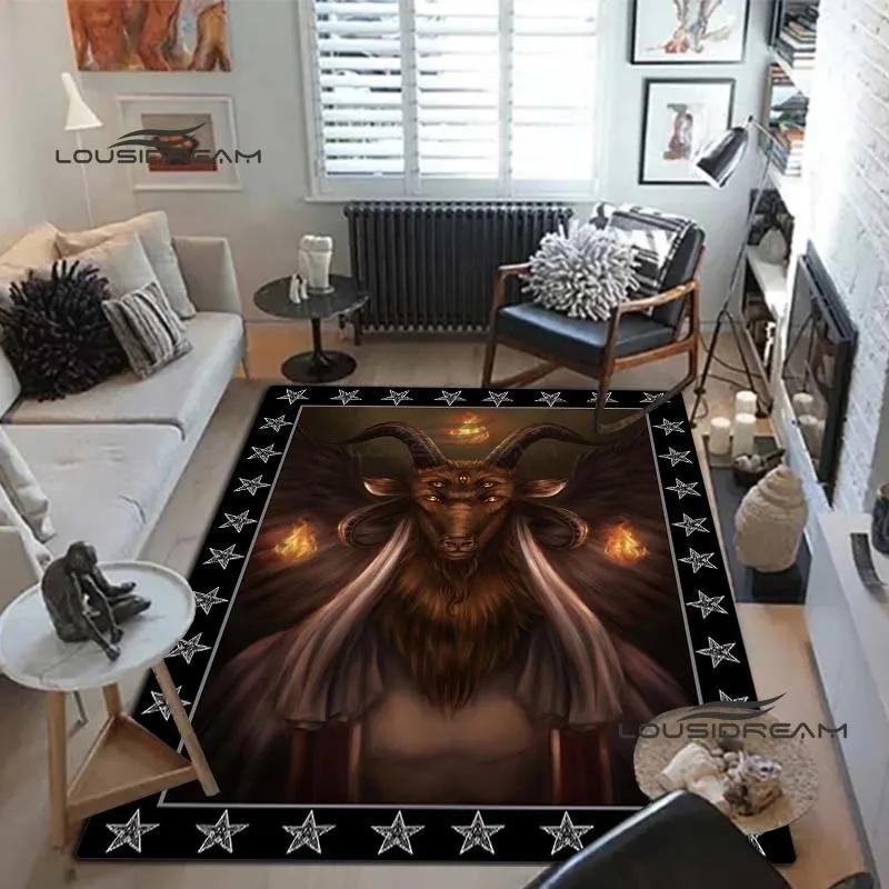 Devil Satan Lucifer Sacrifice Carpet and Rug Goat Baphont Rug Living Room Bedroom Area Carpet Study Porch Bedside Non-slip Mat