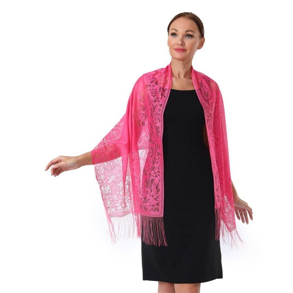 Solid Color Lace Shawl Hollow Tulle Shawl Wedding Accessories Fashion Scarf Cosplay